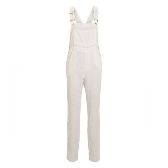 We Wore What ~ Basic Linen Overalls in white - Picture 4 of 12